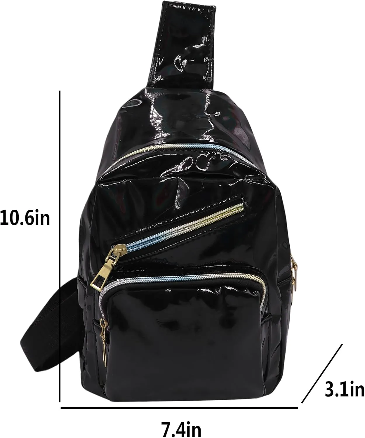 Laser Chest Bag for Women Men Holographic Sling Bag Unisex Colorful Sport Daypack Leather Shiny Crossbody Bag Shoulder Bag