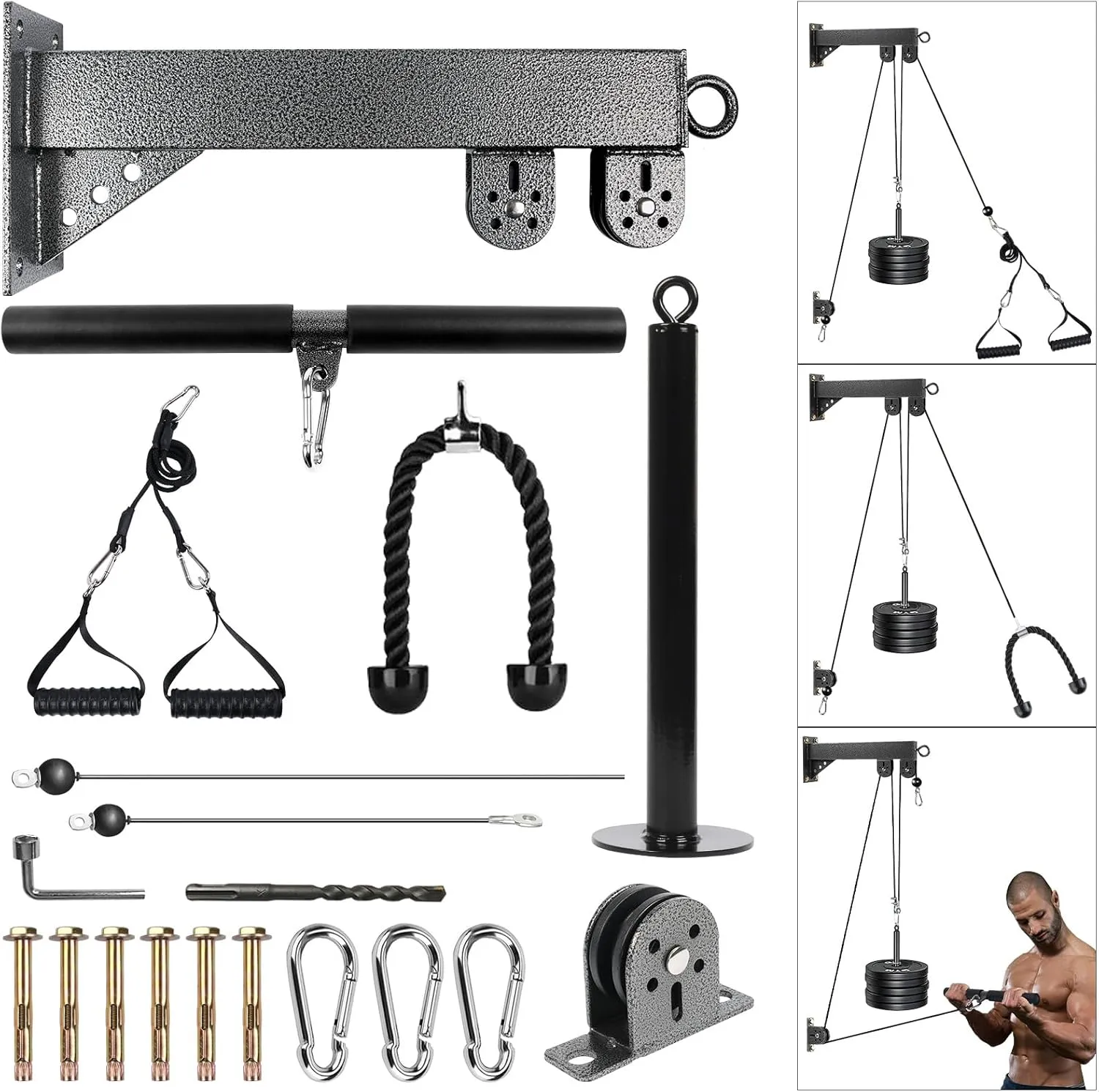 LAT Pulldown Attachments Pulley System Gym Tricep Rope Pull Down Training Cable Machine LAT Pulldown Machine for Home Gym