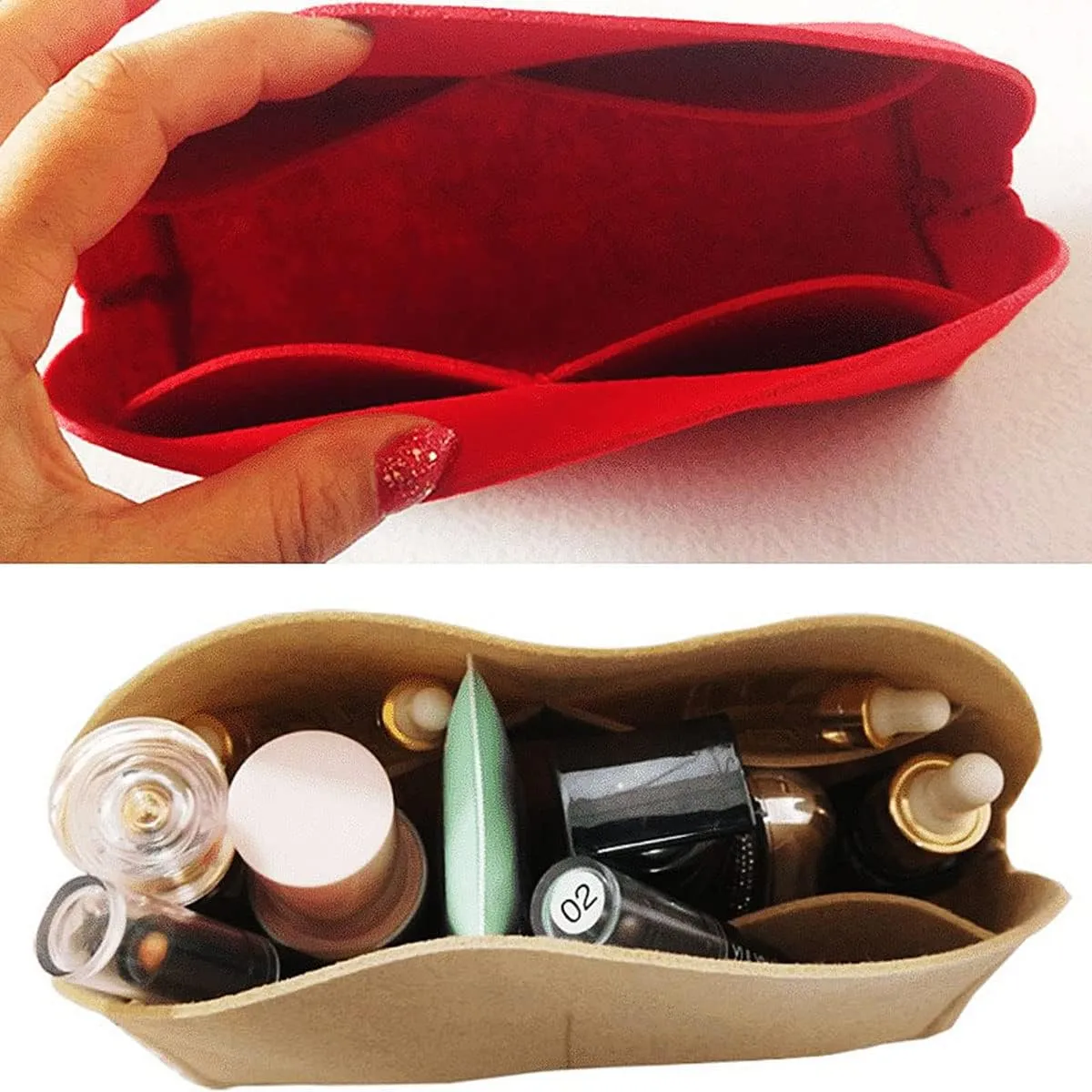 Lckaey Bag Organizer for Alma BB Alma PM Felt Purse Organizer Insert with Zipper 1004Khaki-L（NLMA-BB