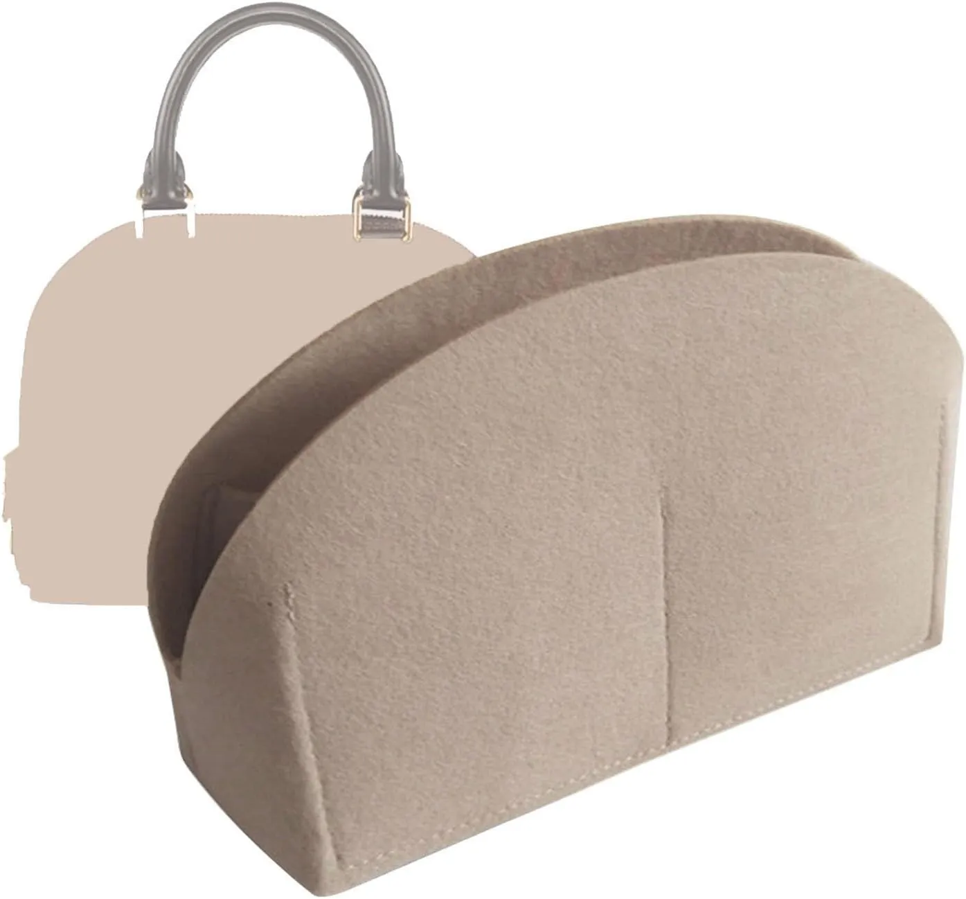 Lckaey Bag Organizer for Alma BB Alma PM Felt Purse Organizer Insert with Zipper 1004Khaki-L（NLMA-BB