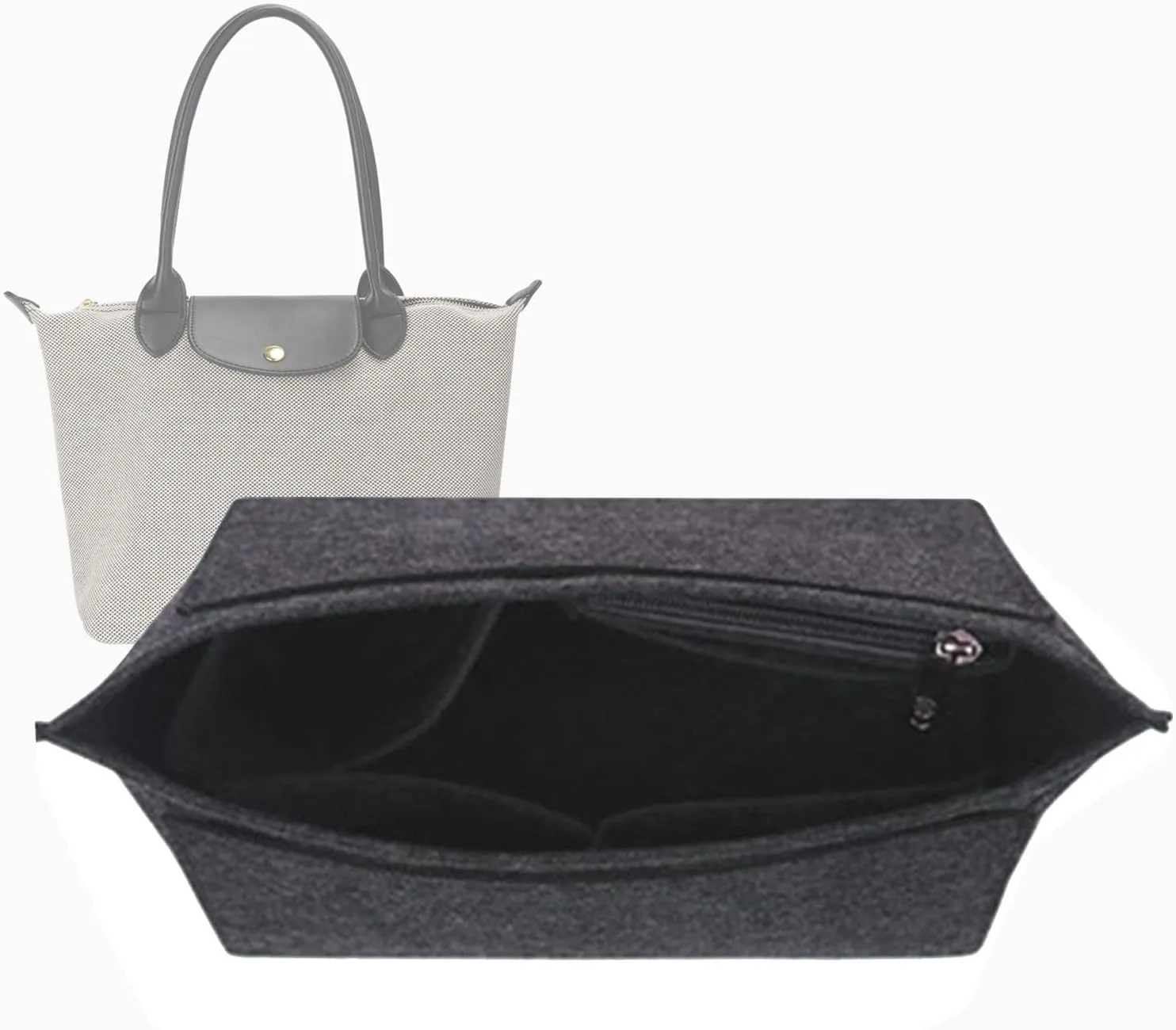 Lckaey bag organizer for longchamp insert le pliage large organizer purse insert 1028dark grey-L