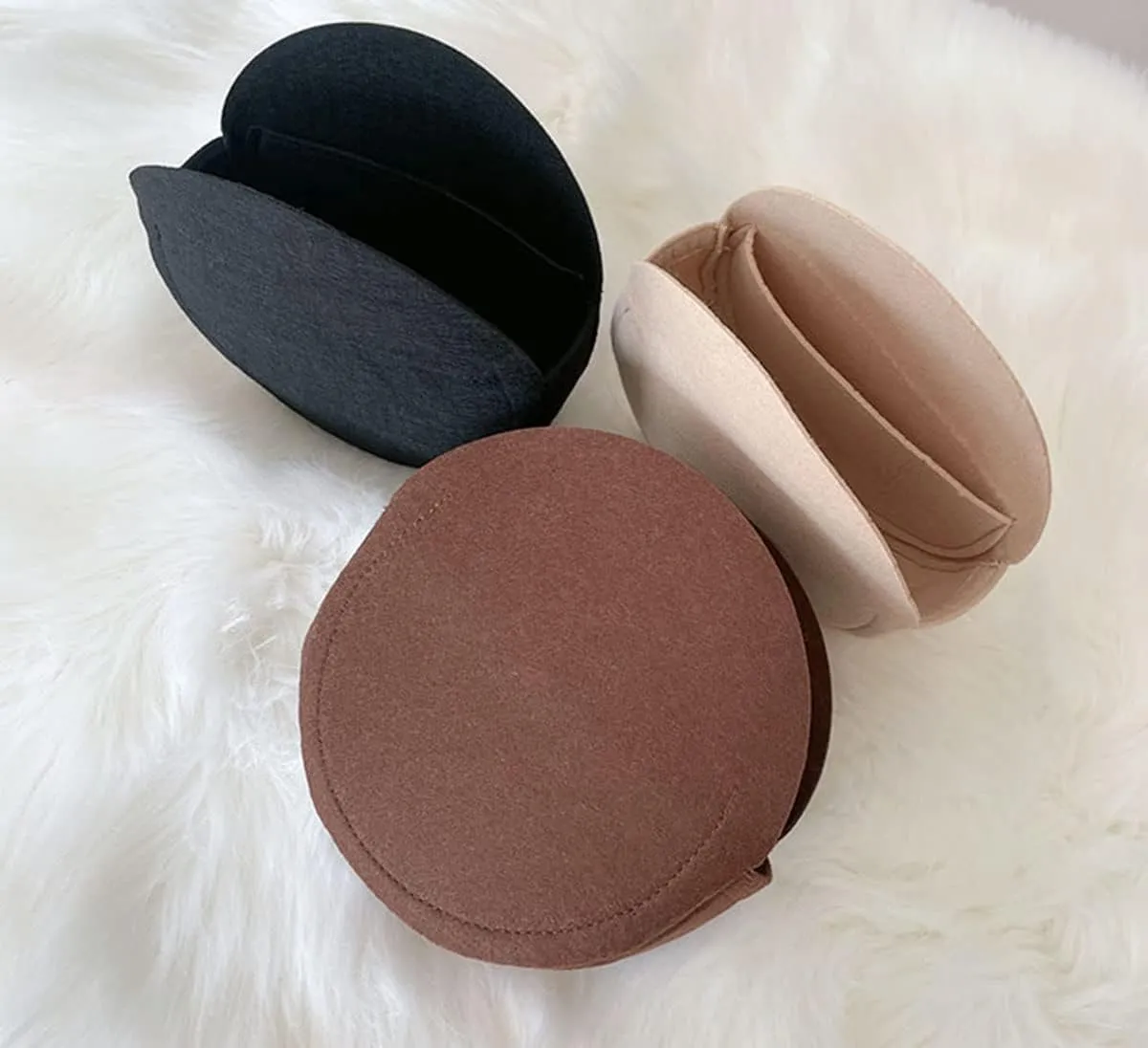 Lckaey bag organizer insert round-for round bag Applicable to old flower soft bag, support Kuqi Round bag Purse Organizer 2078GC-coffee-S