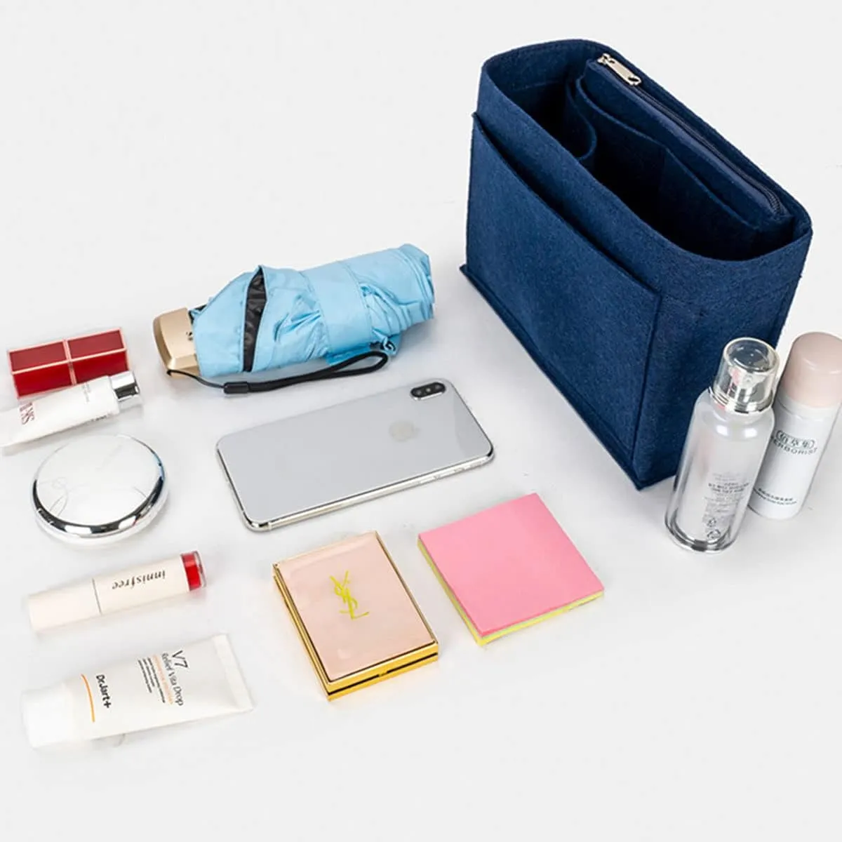 Lckaey Felt Bag Insert for Backpack, Purse Organizer - Blue