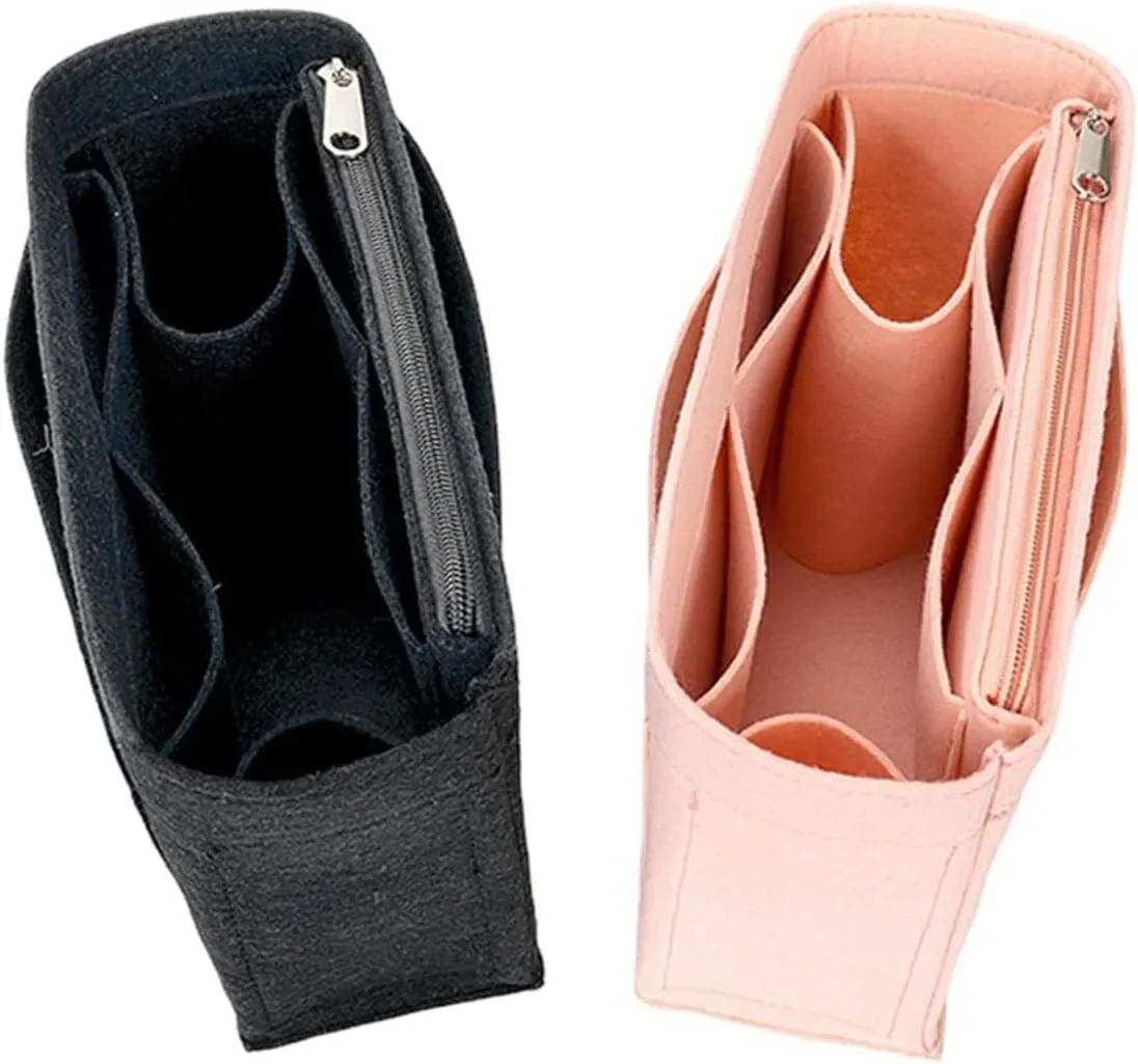 Lckaey purse backpack organizer for le pliage knapsack Felt Bag insert Multi Pocket 1013pink