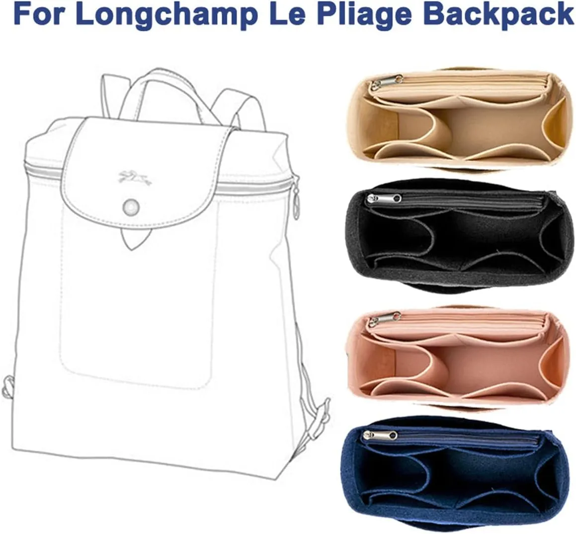 Lckaey purse backpack organizer for le pliage knapsack Felt Bag insert Multi Pocket 1013pink