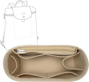 Lckaey purse backpack organizer for le pliage knapsack Felt Bag insert organizer Multi Pocket 1013beige
