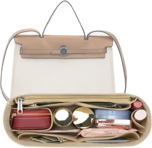 Lckaey Purse Organizer insert for Handbag Herbag 31 organizer 1011beige-26.5 * 7.5 * 13cm