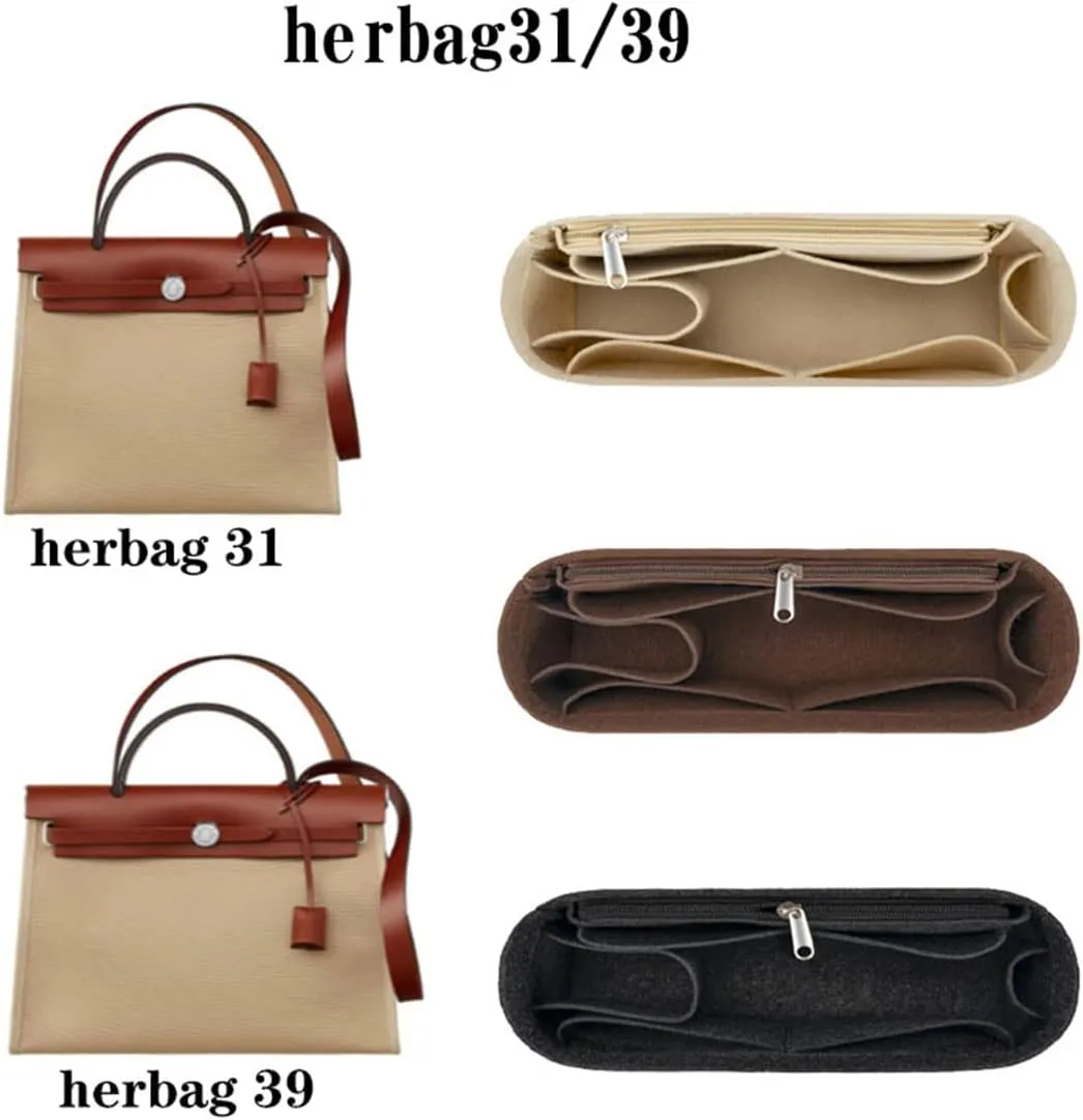 Lckaey Purse Organizer insert for Handbag Herbag 31 organizer 1011beige-26.5 * 7.5 * 13cm