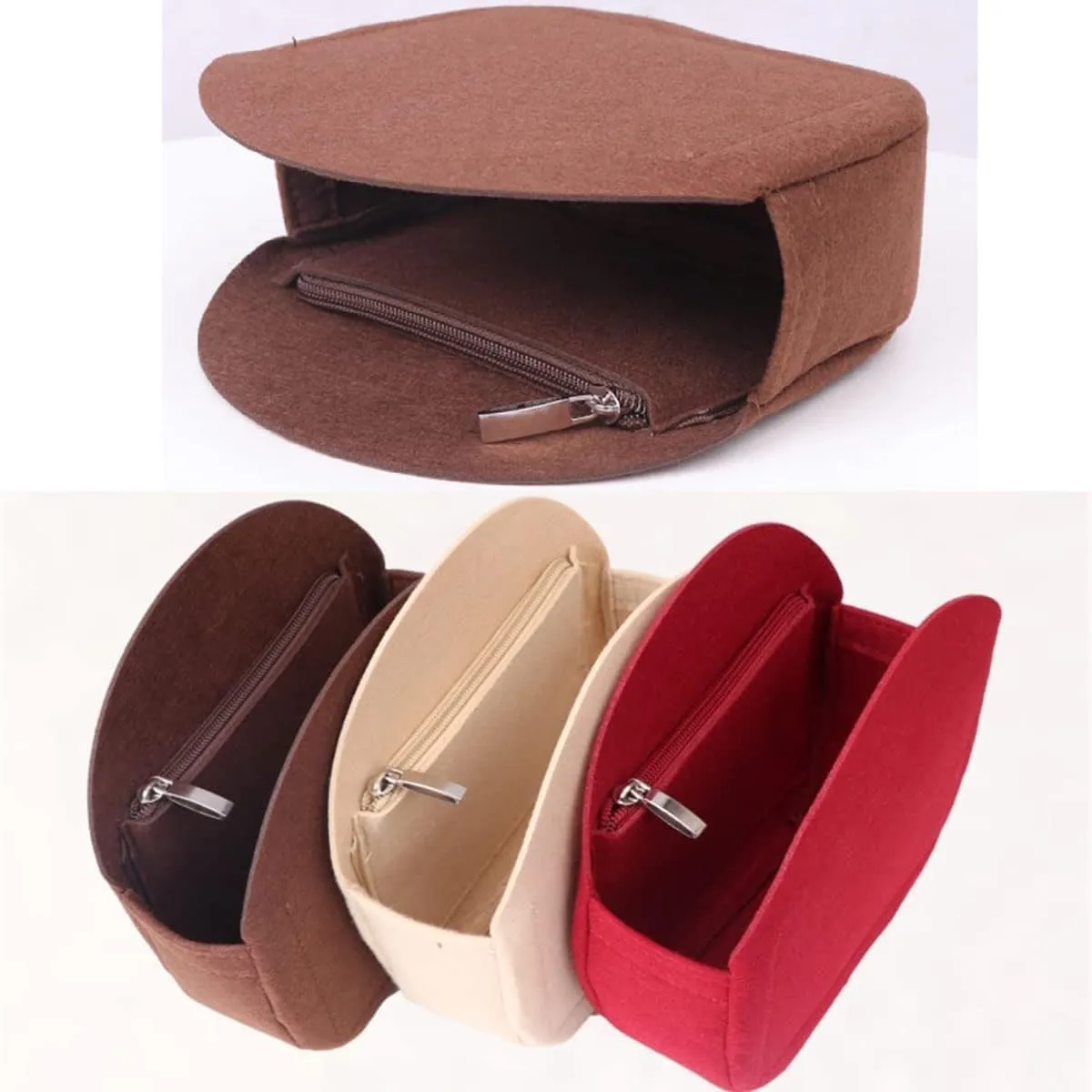 Lckaey round bag organizer insert-for round bag Applicable to old flower soft bag Kuqi Round bag Purse Organizer2078-khaki-L