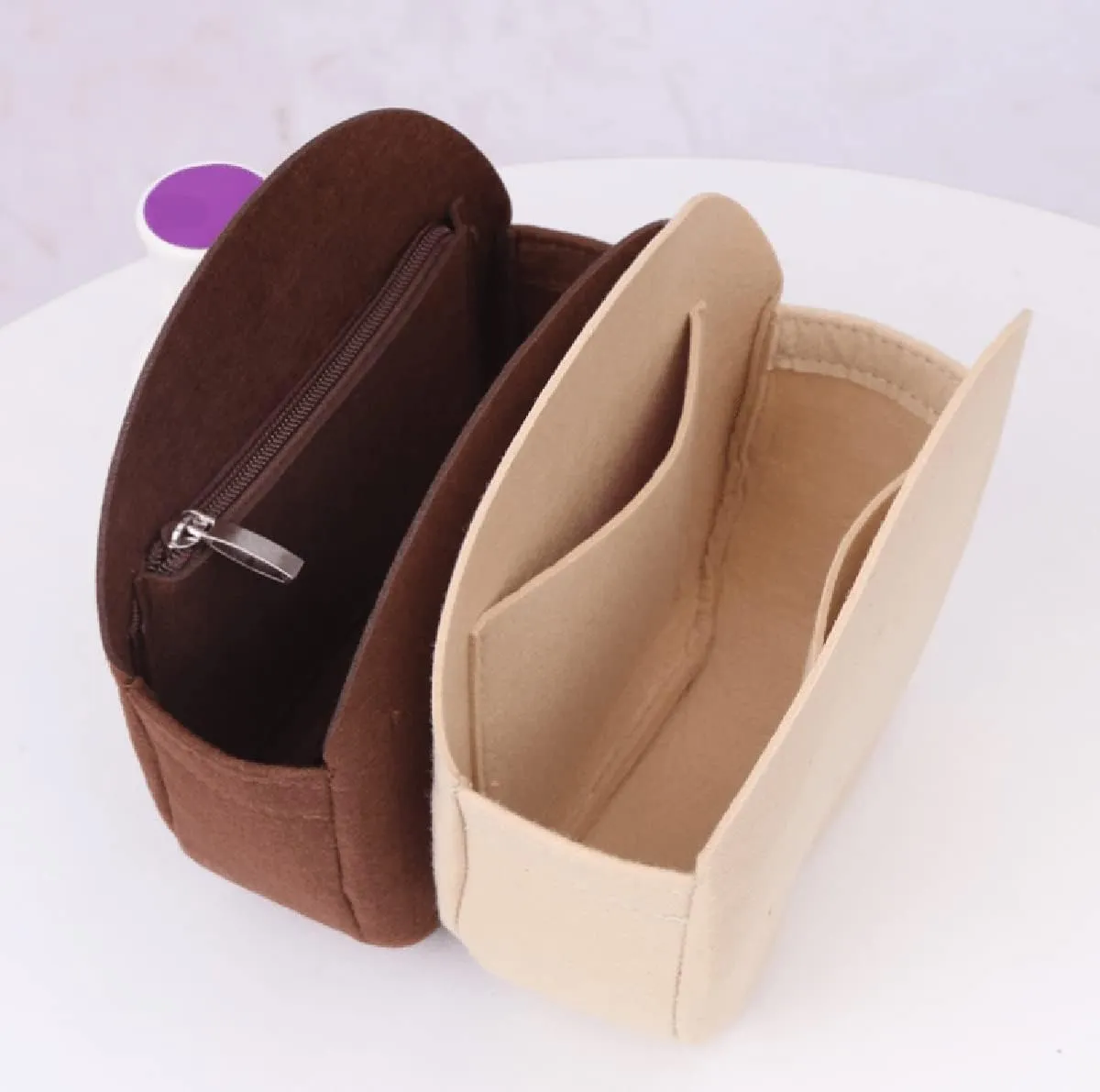 Lckaey round bag organizer insert-for round bag Applicable to old flower soft bag Kuqi Round bag Purse Organizer2078-khaki-L