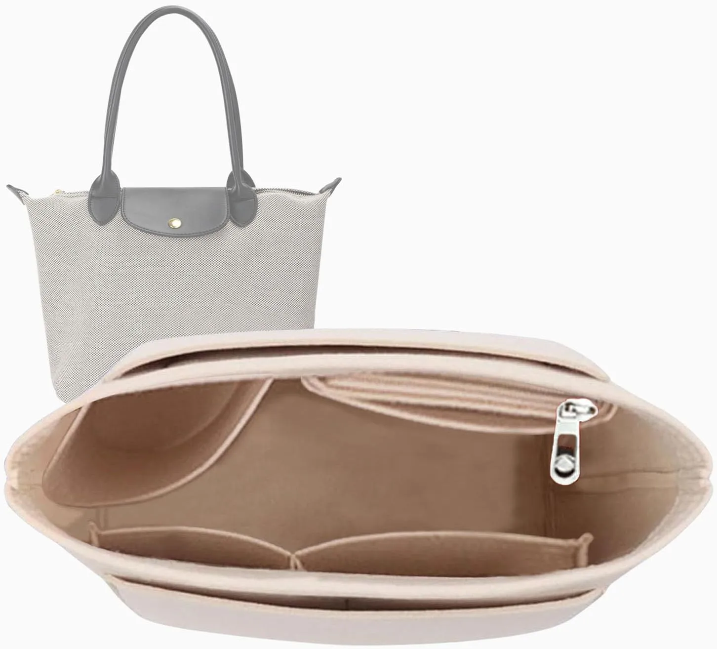 Lckaey tote bag Organizer Insert for le pliage purse insert Large handbag inserts large tote bag organizer insert 1032beige-L