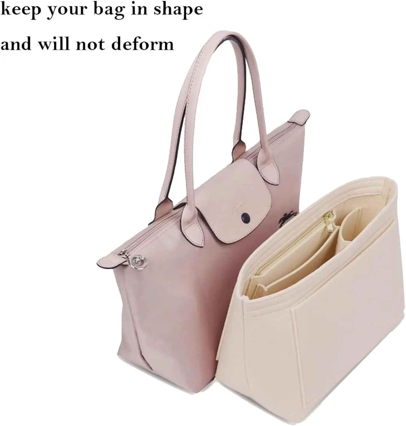 Lckaey tote bag Organizer Insert for le pliage purse insert Large handbag inserts large tote bag organizer insert 1032beige-L