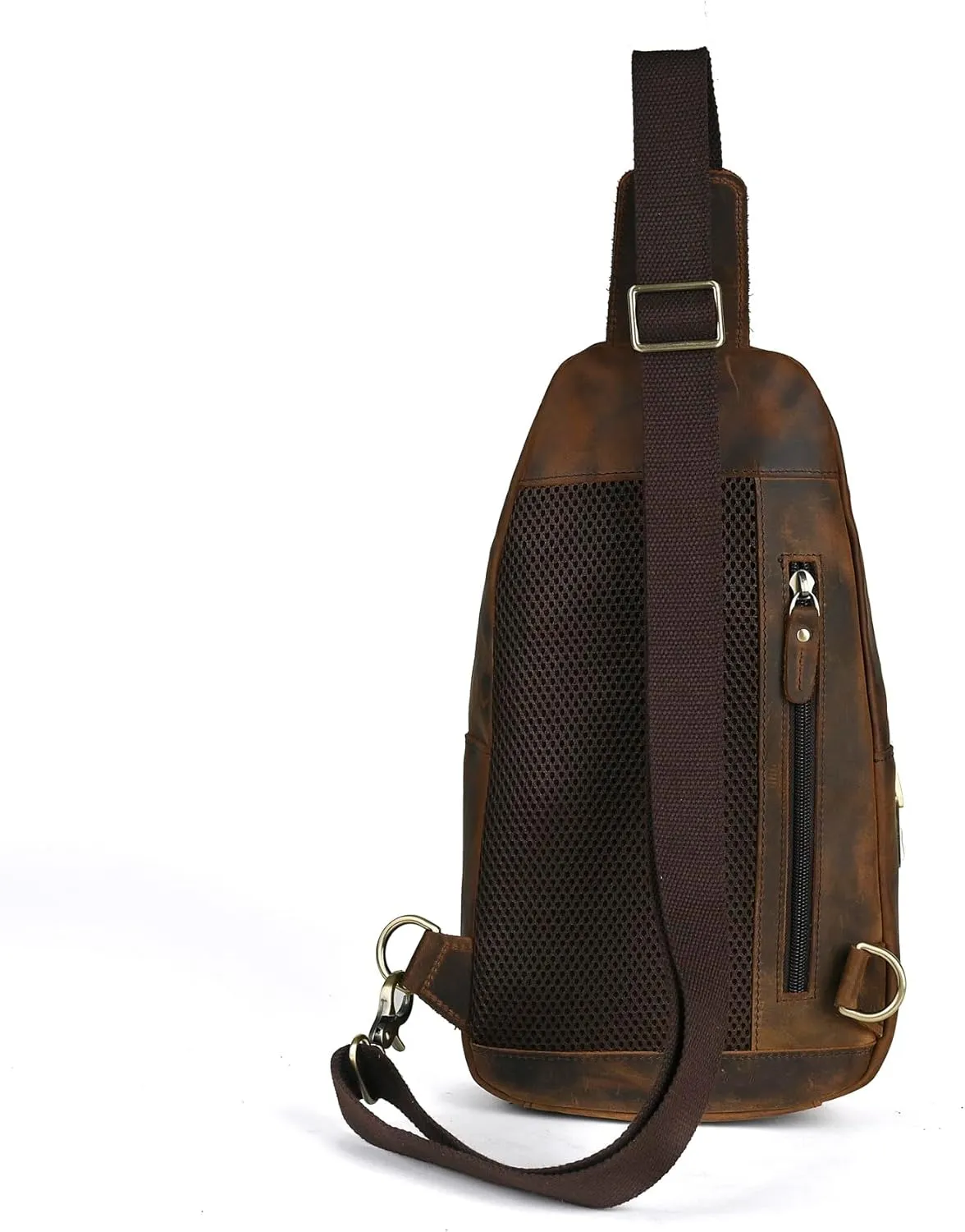 Le'aokuu Men Outdoor Casual Travel Hiking Tea Crossbody Chest Sling Bag Rig One Shoulder Strap Bag Backpack Men Leather