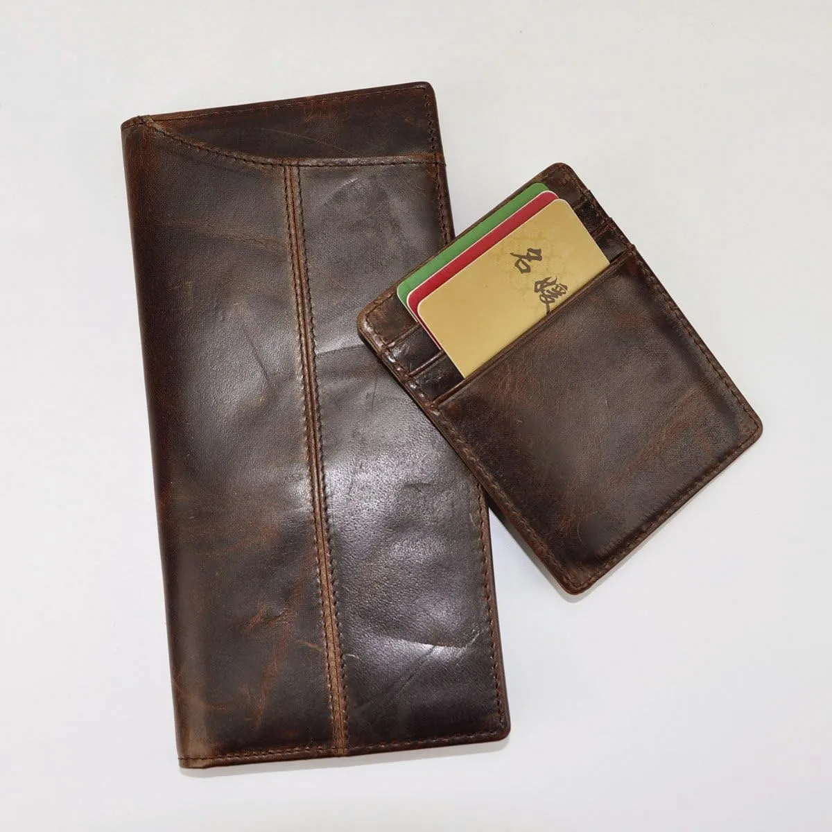 Le'aokuu Mens Genuine Leather Bifold Wallet Organizer Checkbook Card Case（0 1019 A Coffee）