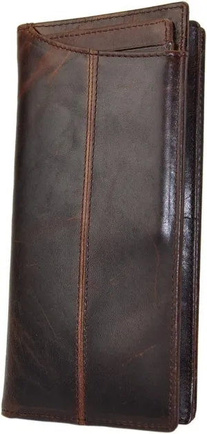 Le'aokuu Mens Genuine Leather Bifold Wallet Organizer Checkbook Card Case（0 1019 A Coffee）