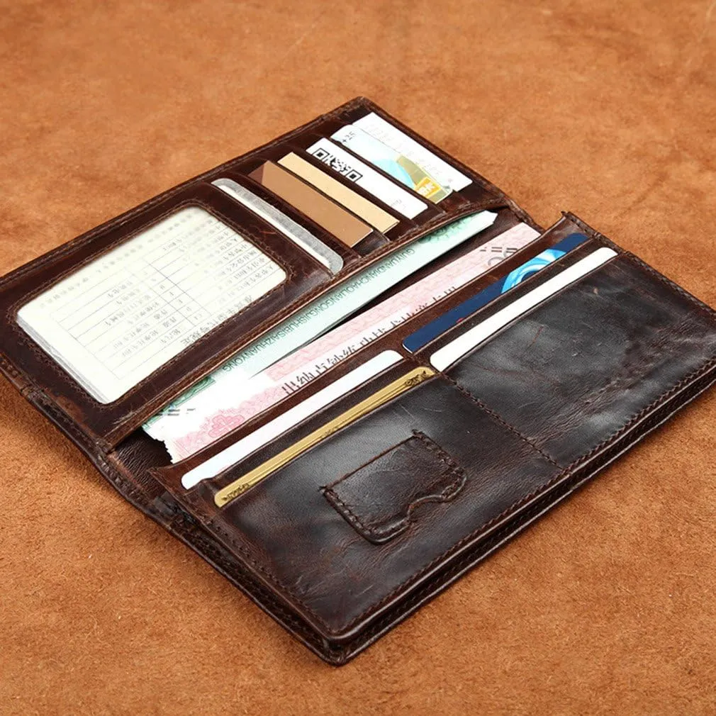 Le'aokuu Mens Genuine Leather Bifold Wallet Organizer Checkbook Card Case（0 1019 A Coffee）