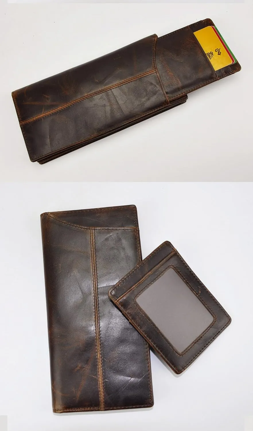 Le'aokuu Mens Genuine Leather Bifold Wallet Organizer Checkbook Card Case（0 1019 A Coffee）