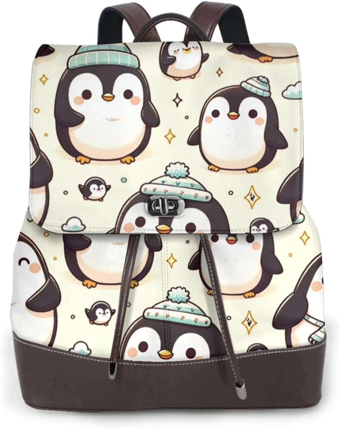 Leather Backpack Purse For Women Kawaii-Emperor-Penguin Fashionable Multi-Functional Large Capacity Backpack For Daily Use, Travel, And Business