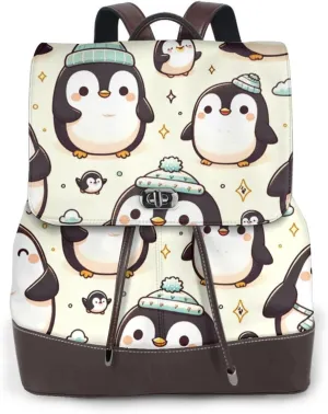 Leather Backpack Purse For Women Kawaii-Emperor-Penguin Fashionable Multi-Functional Large Capacity Backpack For Daily Use, Travel, And Business