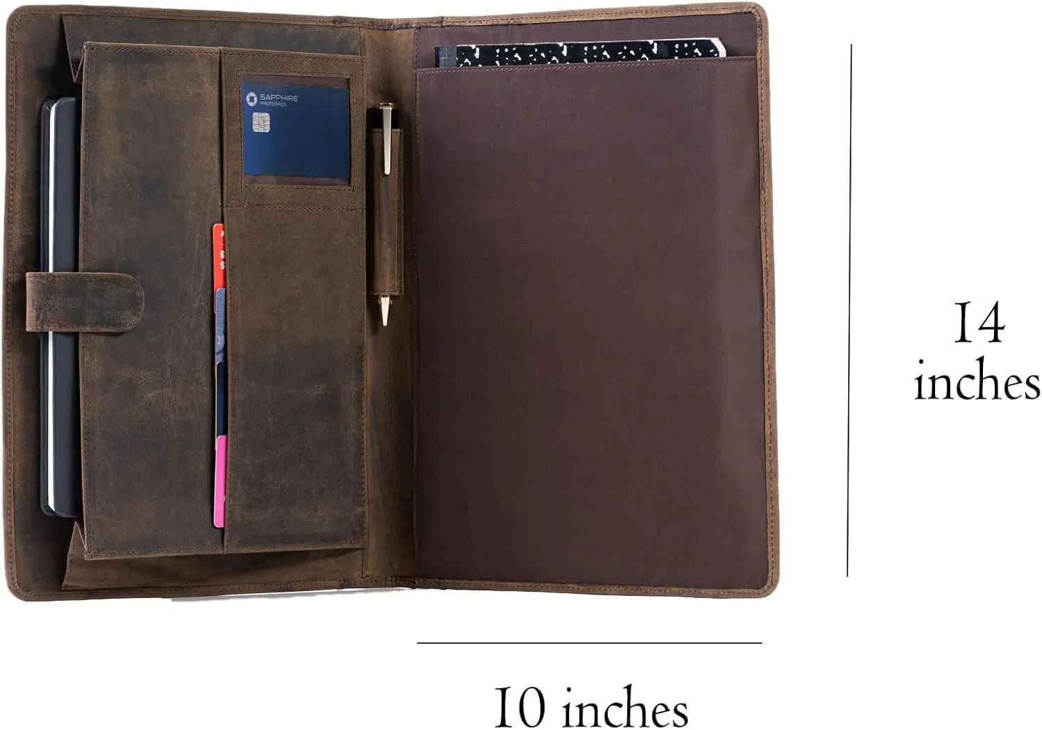 Leather Business Portfolio with Luxury Pen Business Personal Organiser Folder Full Grain Leather padfolio by KomalC (Buffalo Distressed Tan)