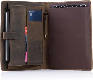Leather Business Portfolio with Luxury Pen Business Personal Organiser Folder Full Grain Leather padfolio by KomalC (Buffalo Distressed Tan)