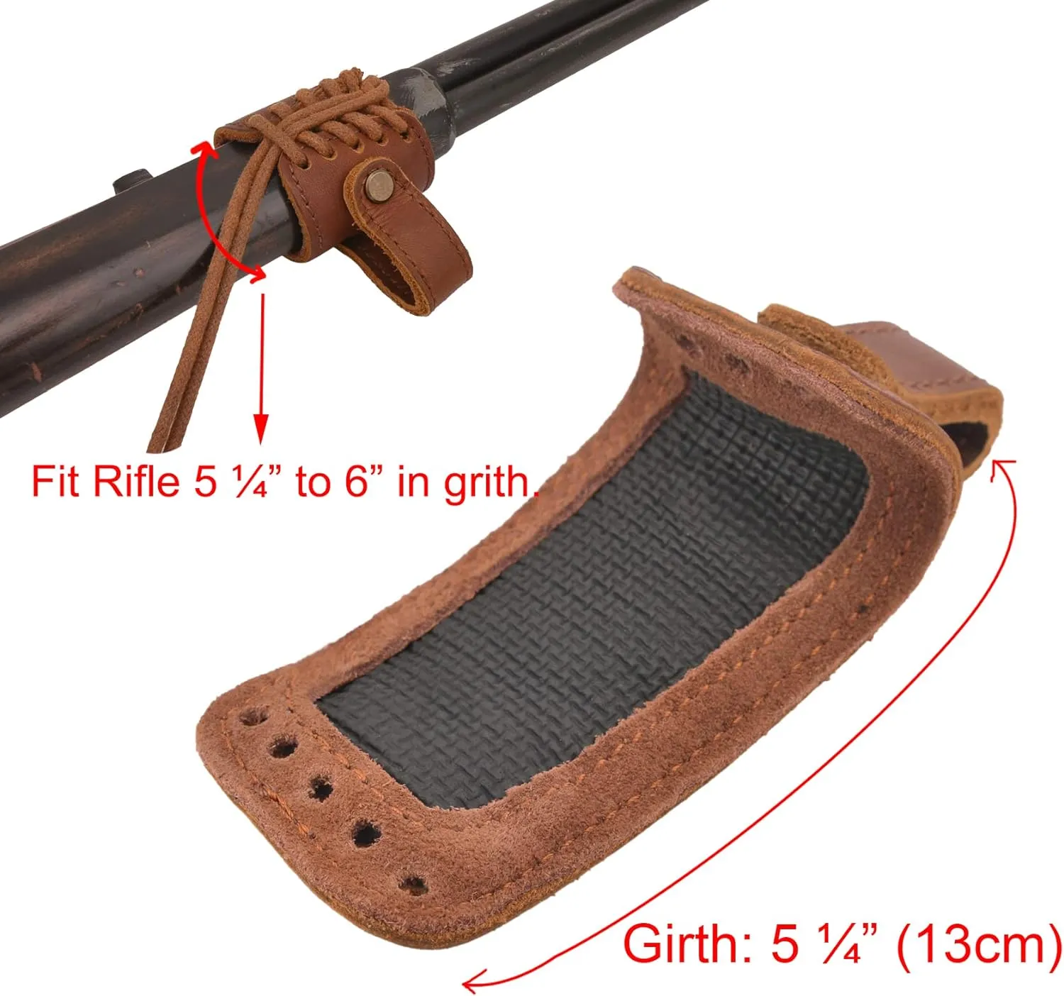 Leather Gun Buttstock Cheek Rest Pad with Matched Sling and Loops, No Drill/No Mounts Needed
