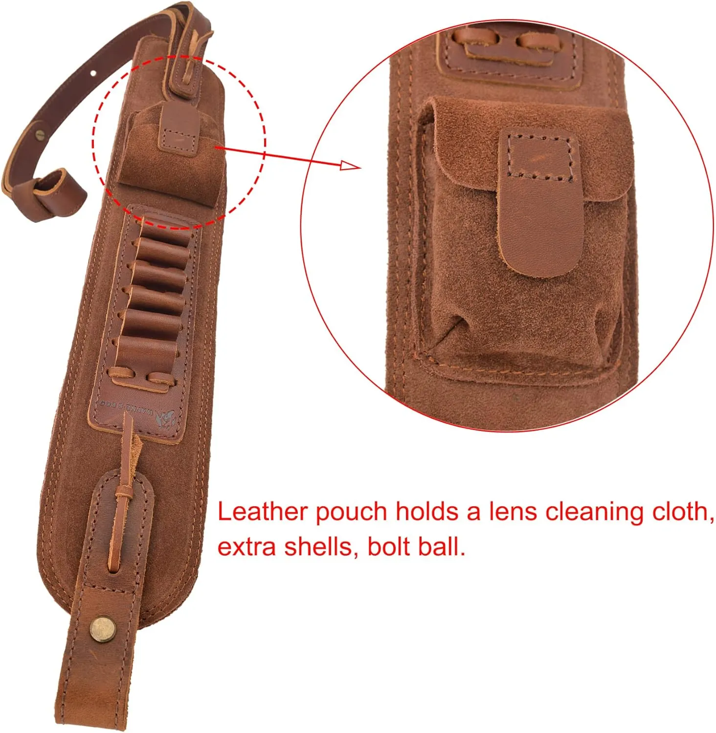 Leather Gun Buttstock Cheek Rest Pad with Matched Sling and Loops, No Drill/No Mounts Needed