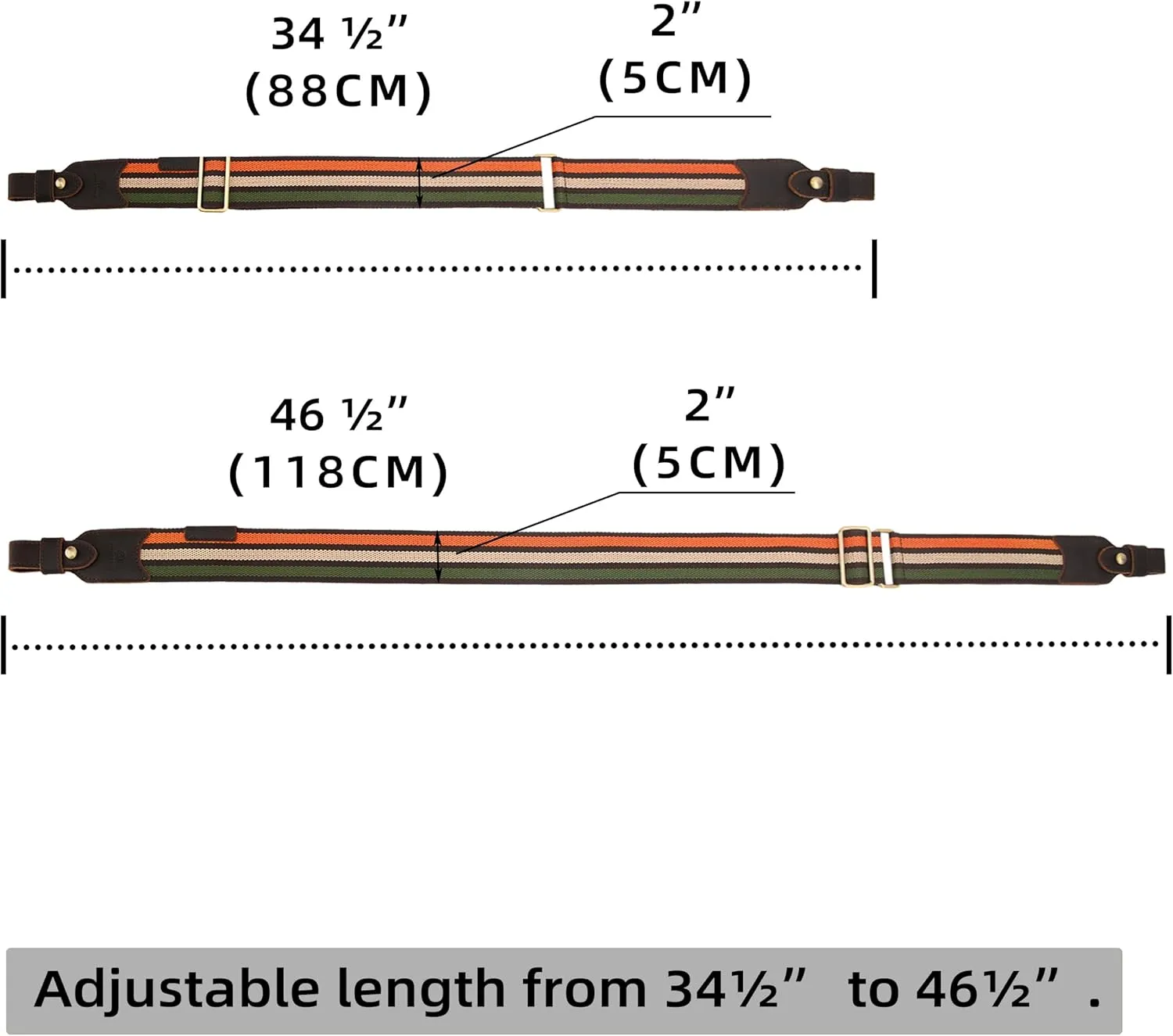 Leather Rifle Sling Gun Shoulder Adjustable Belt for Hunting