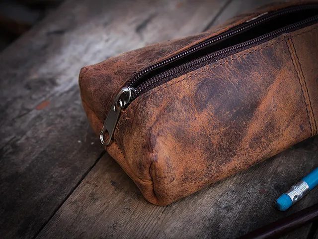 Leather School Pencil Case