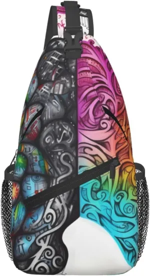 Left and right brain Sling Backpack Cross Chest Bag Travel Crossbody Bags for Men Women Fashion Daypack