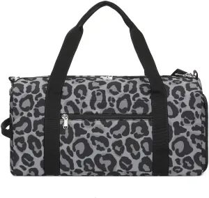 Leopard Fur Texture Sports Tote Gym Bag for Women Men, Overnight Bag with Shoe Compartment Water Resistant