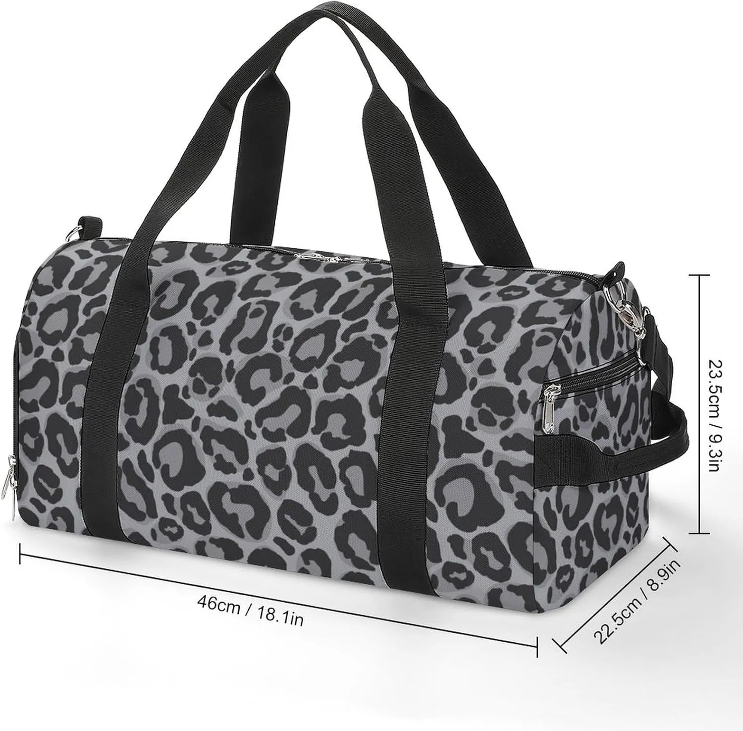 Leopard Fur Texture Sports Tote Gym Bag for Women Men, Overnight Bag with Shoe Compartment Water Resistant