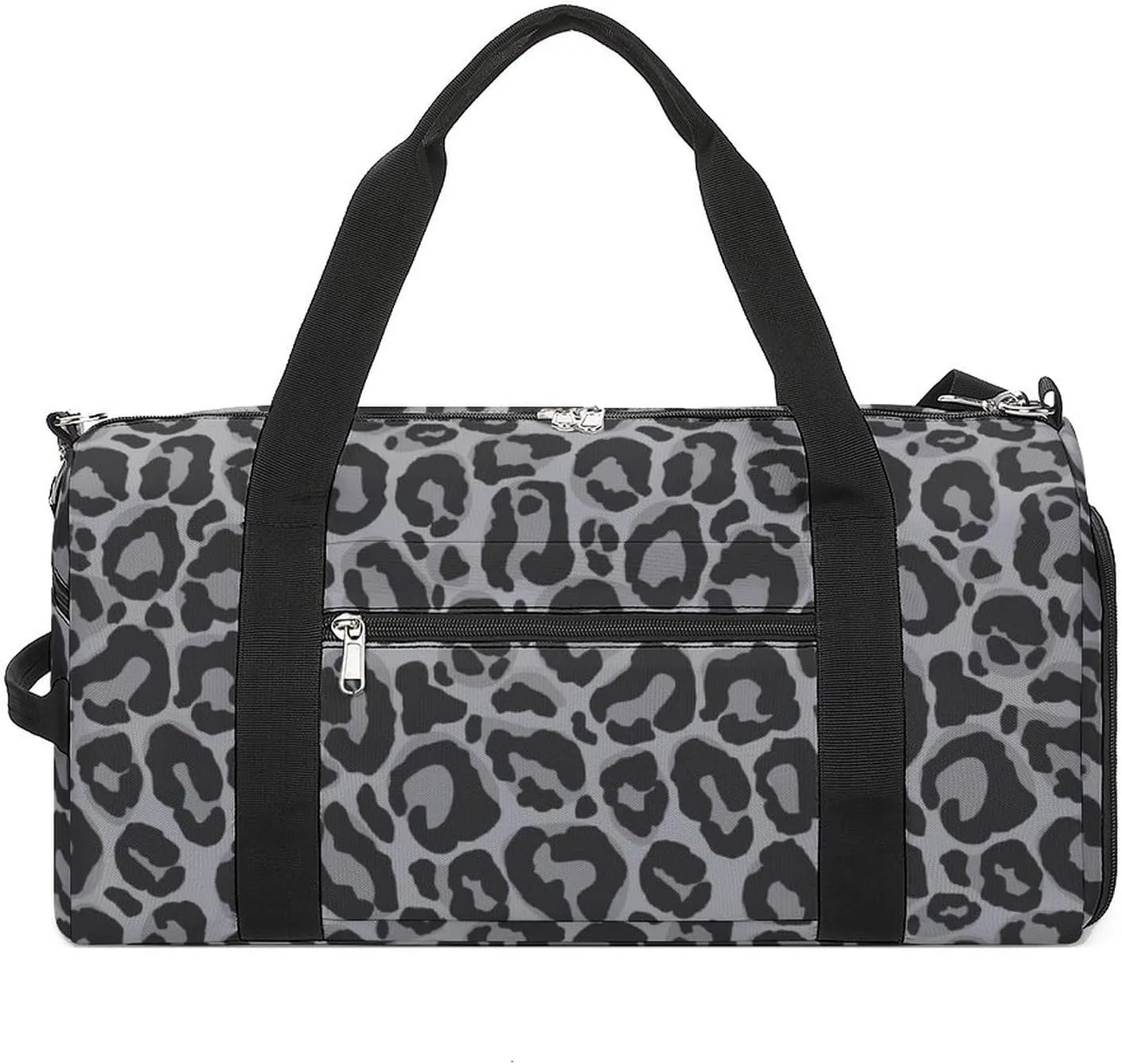 Leopard Fur Texture Sports Tote Gym Bag for Women Men, Overnight Bag with Shoe Compartment Water Resistant