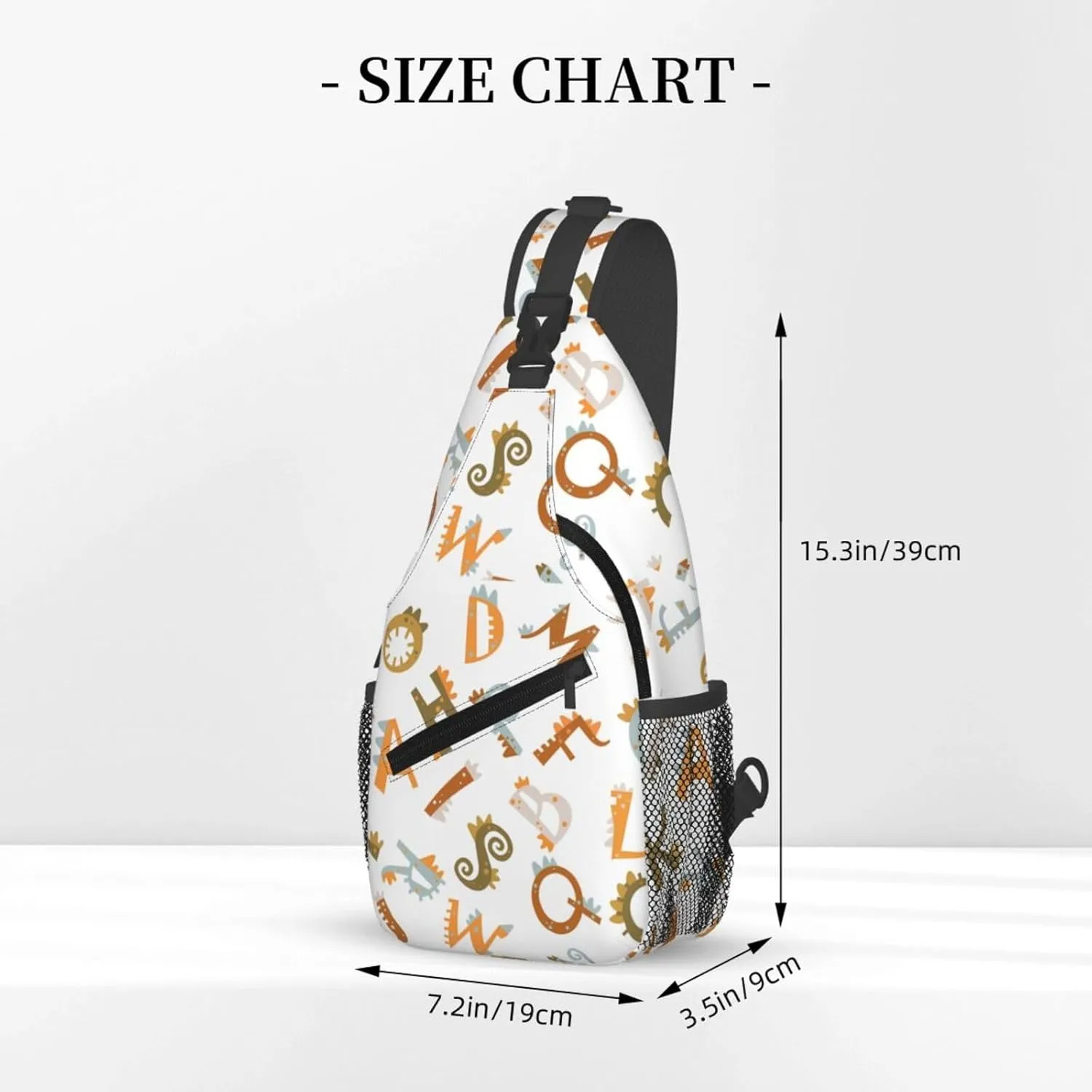 Letters Dinosaurs With Tools Chest Sling Bag Crossbody Shoulder Backpack Bag Gym Cycling Travel Hiking Daypack Cross Bag