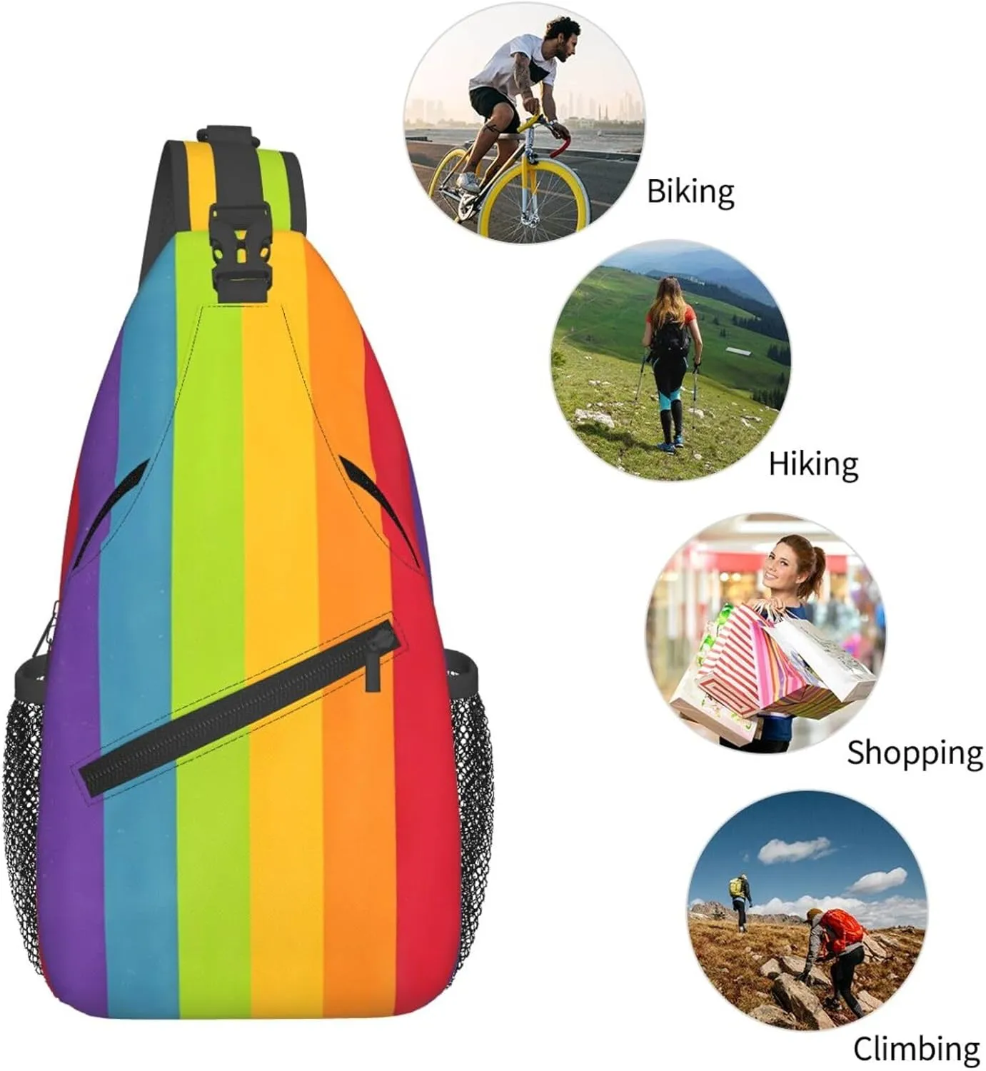 Lgbt Pride Rainbow Gay Chest Sling Bag Crossbody Shoulder Backpack Bag Gym Cycling Daypack Travel Hiking Cross Bag