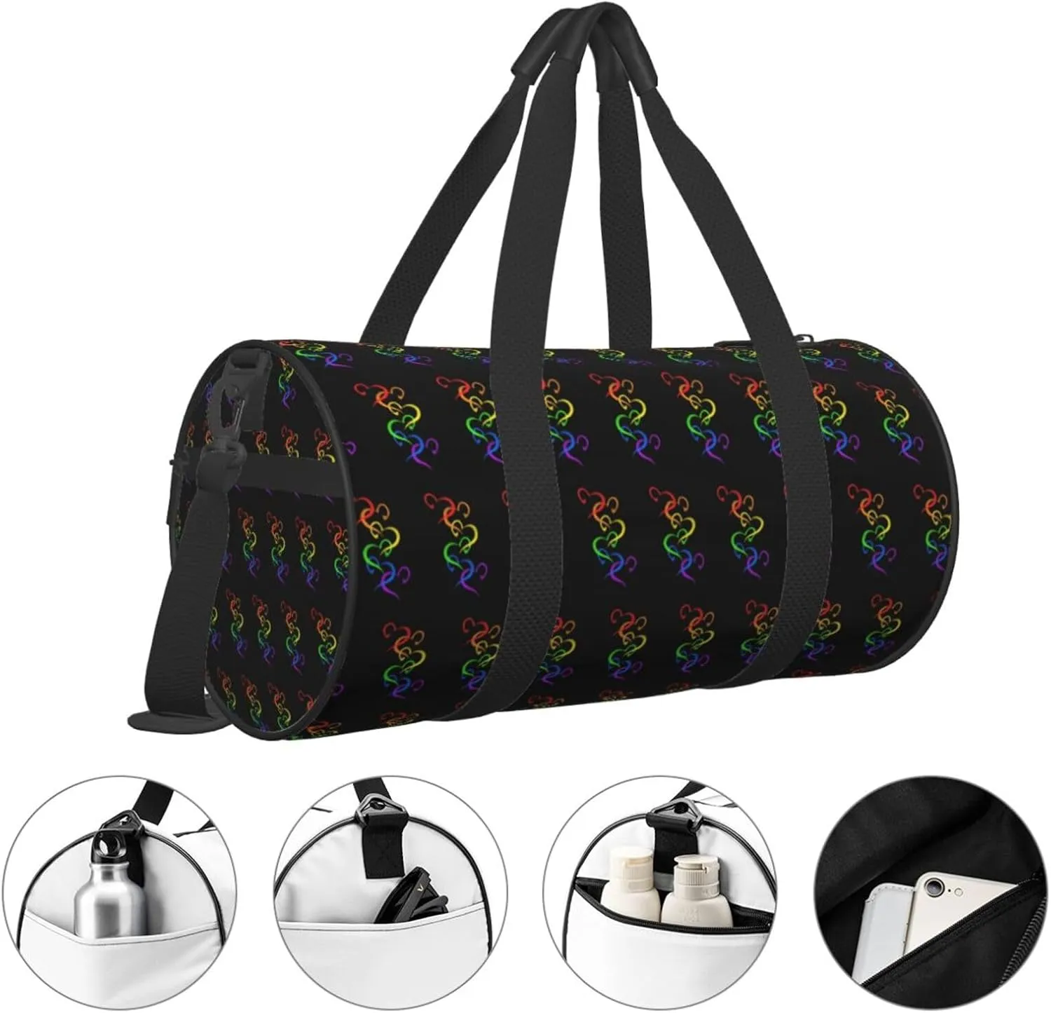 LGBT Pride Rainbow Gay Hearts of Pride Round Travel Duffel Bag Large Capacity Gym Sports Bags for Hiking Vacation Trips