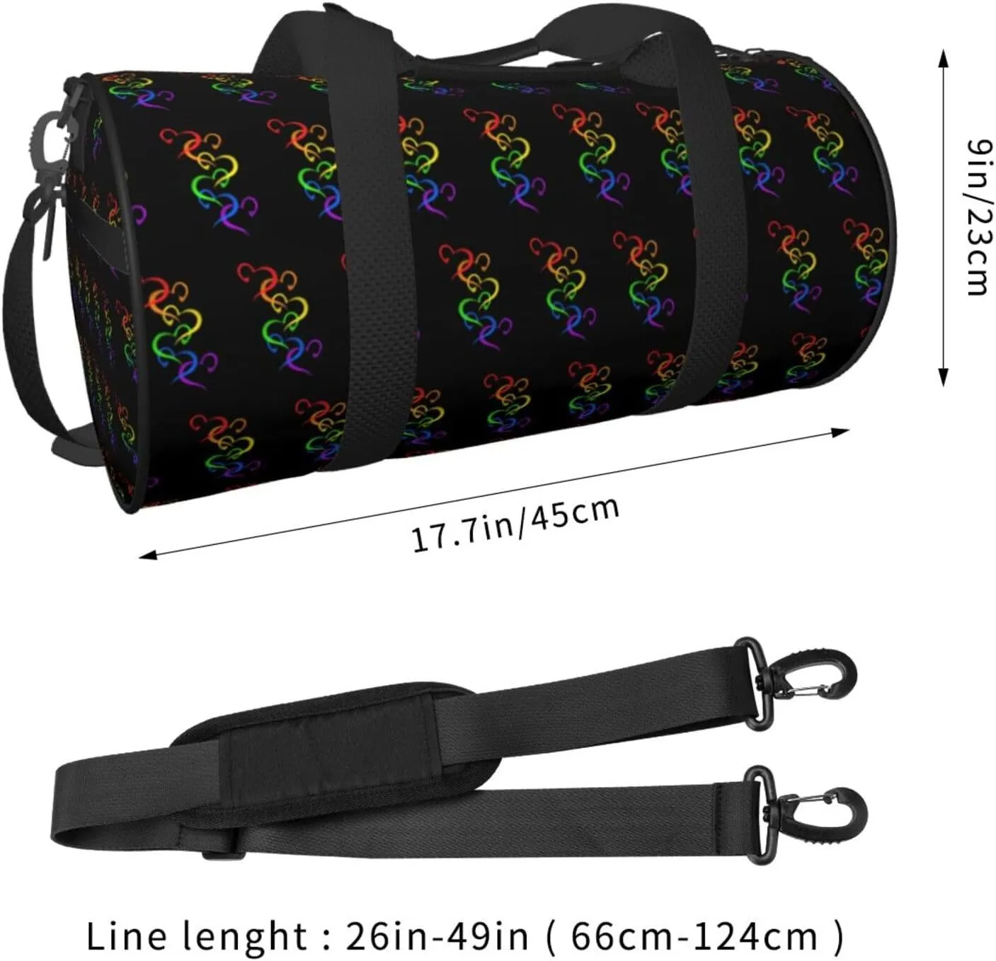 LGBT Pride Rainbow Gay Hearts of Pride Round Travel Duffel Bag Large Capacity Gym Sports Bags for Hiking Vacation Trips