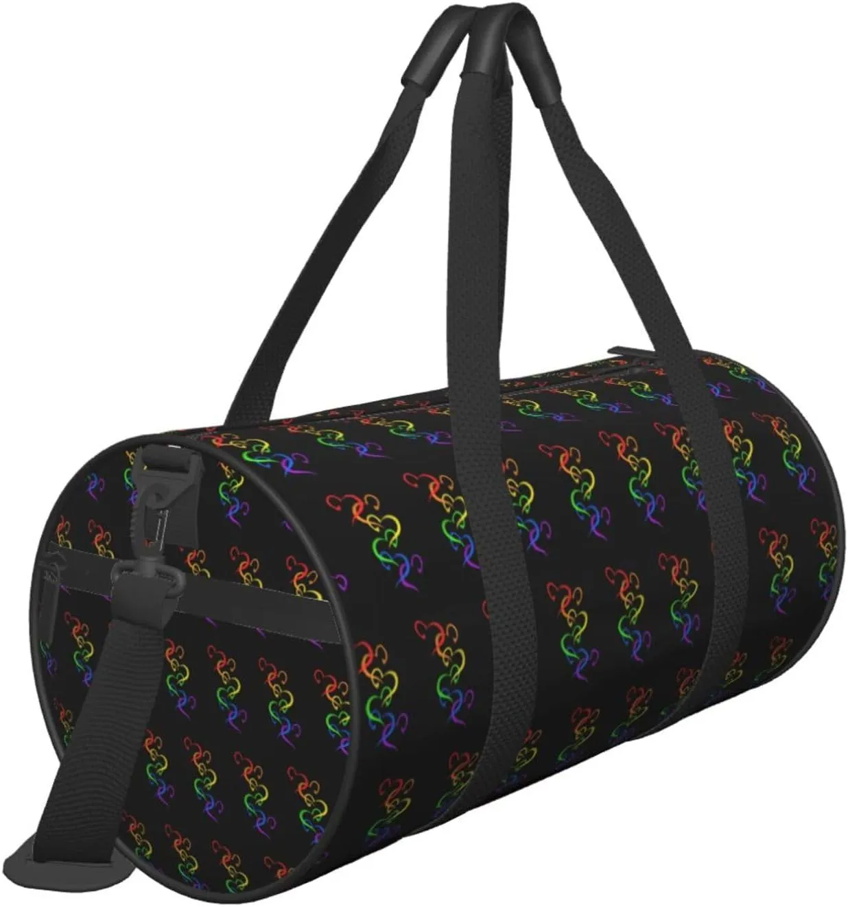 LGBT Pride Rainbow Gay Hearts of Pride Round Travel Duffel Bag Large Capacity Gym Sports Bags for Hiking Vacation Trips