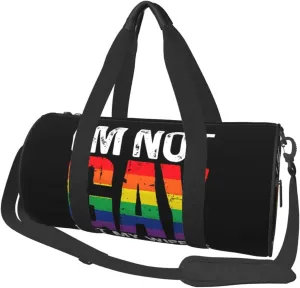 LGBT Pride Rainbow Gay I am Not Gay But My Wife Round Travel Duffel Bag Large Capacity Gym Sports Bags for Hiking Vacation Trips