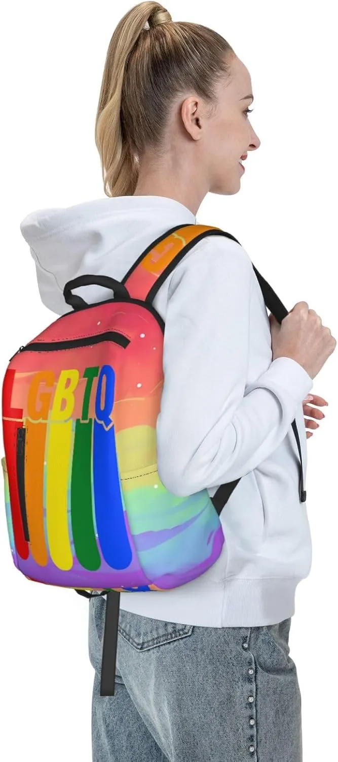 LGBTQ Rainbow Gay Pride LGBT Travel Laptop Backpack Casual Backpacks Double Shoulder Daypack Notebook Rucksack Work Bags Sports Bag for Hiking Camping Beach