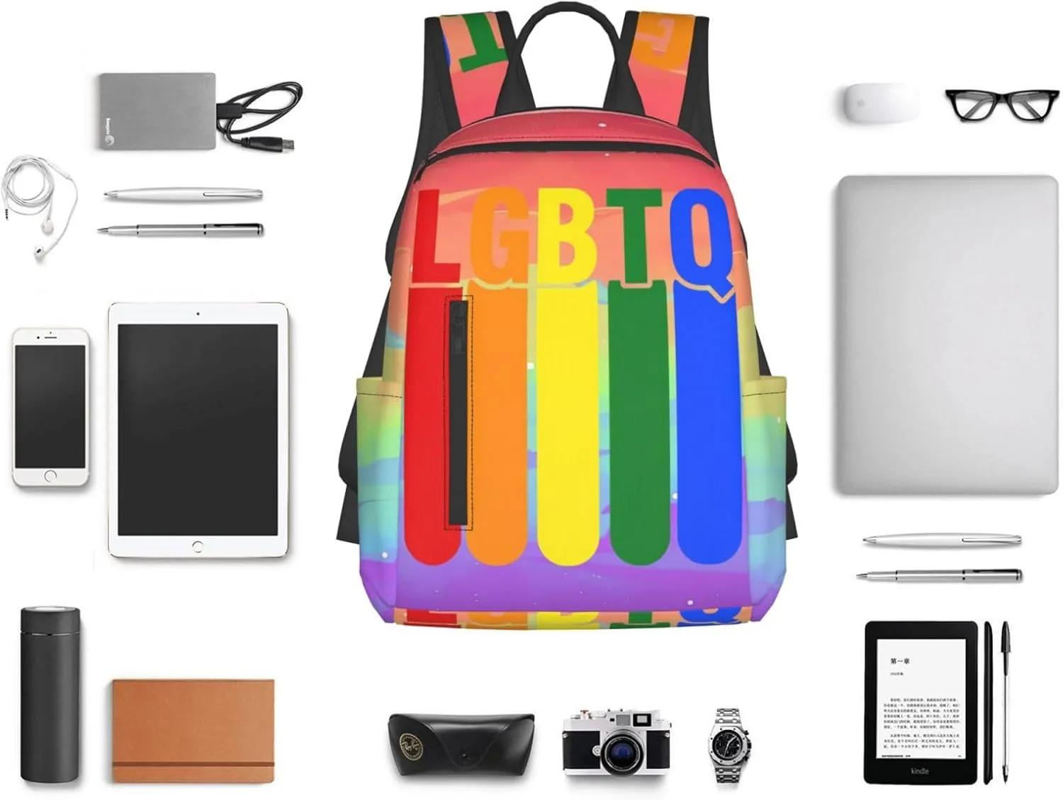 LGBTQ Rainbow Gay Pride LGBT Travel Laptop Backpack Casual Backpacks Double Shoulder Daypack Notebook Rucksack Work Bags Sports Bag for Hiking Camping Beach