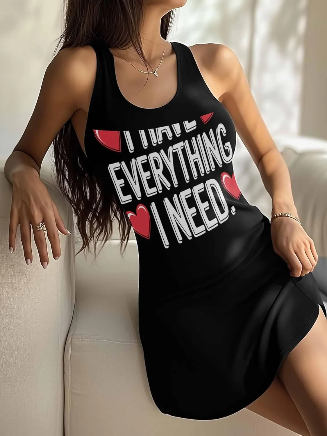 Libaoge Nightgowns for Women I Have Everything I Need Sleeveless Sleepwear Racerback Women's Nightgowns & Sleepshirts S-4XL