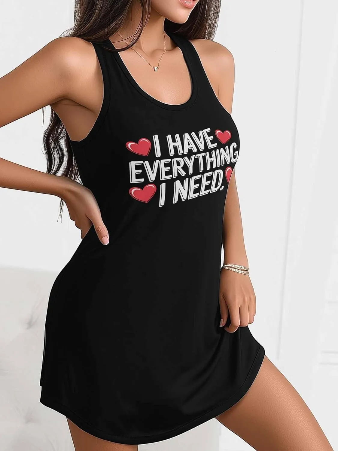 Libaoge Nightgowns for Women I Have Everything I Need Sleeveless Sleepwear Racerback Women's Nightgowns & Sleepshirts S-4XL