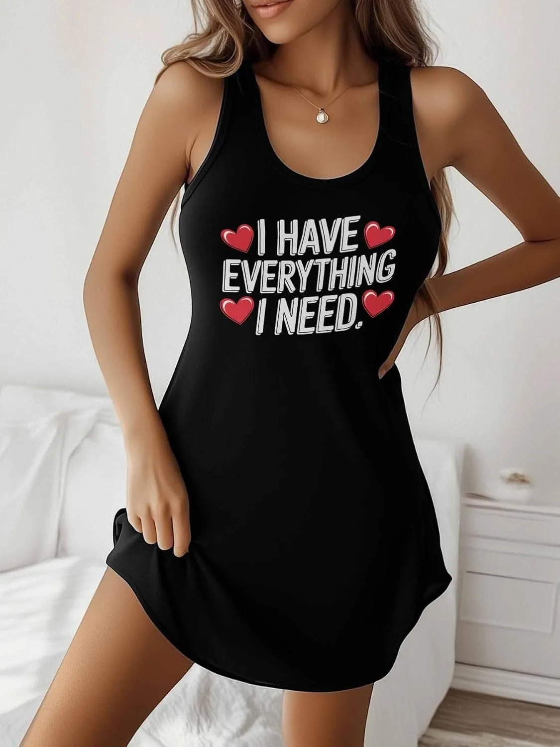 Libaoge Nightgowns for Women I Have Everything I Need Sleeveless Sleepwear Racerback Women's Nightgowns & Sleepshirts S-4XL