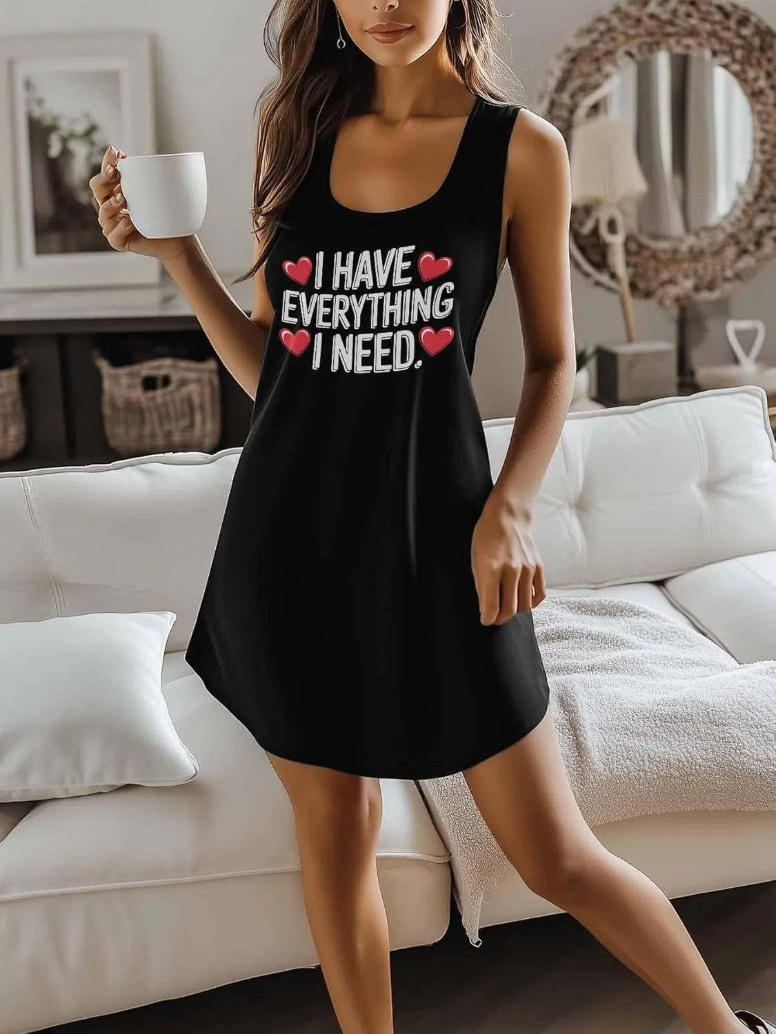 Libaoge Nightgowns for Women I Have Everything I Need Sleeveless Sleepwear Racerback Women's Nightgowns & Sleepshirts S-4XL