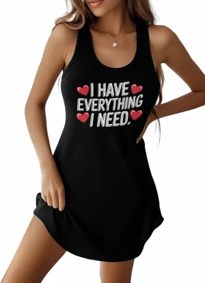 Libaoge Nightgowns for Women I Have Everything I Need Sleeveless Sleepwear Racerback Women's Nightgowns & Sleepshirts S-4XL