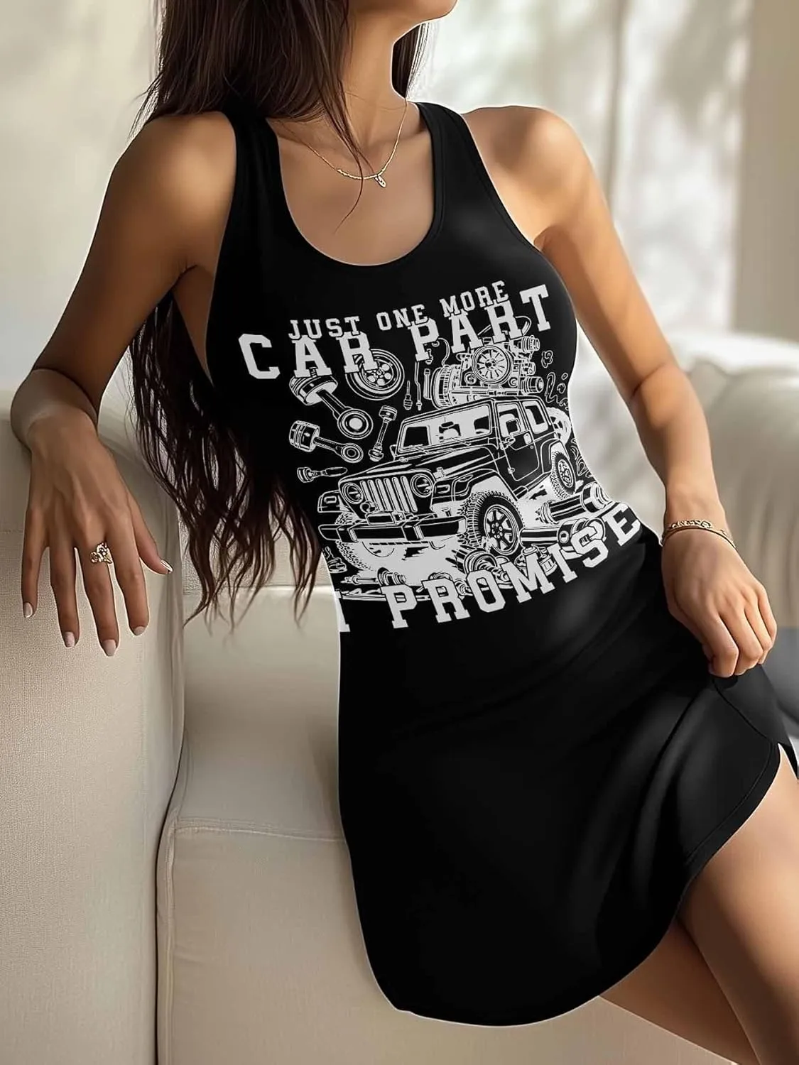 Libaoge Nightgowns for Women Just One More Car Part I Promise Sleeveless Sleepwear Women's Nightgowns & Sleepshirts S-4XL