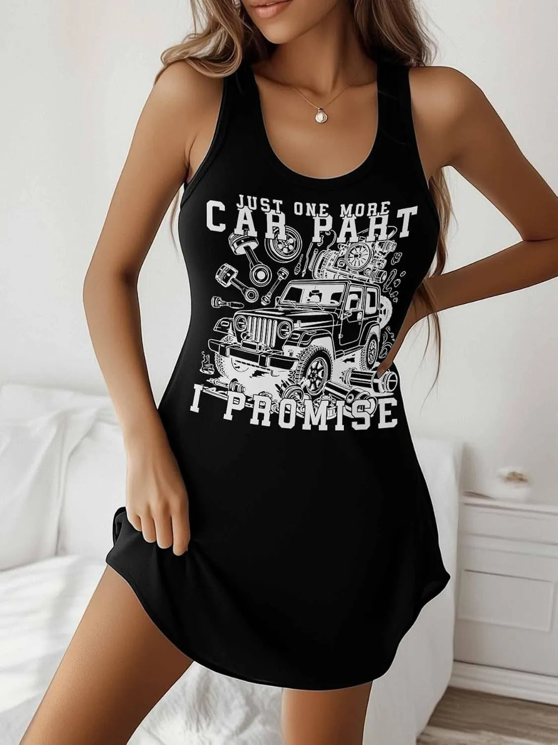 Libaoge Nightgowns for Women Just One More Car Part I Promise Sleeveless Sleepwear Women's Nightgowns & Sleepshirts S-4XL