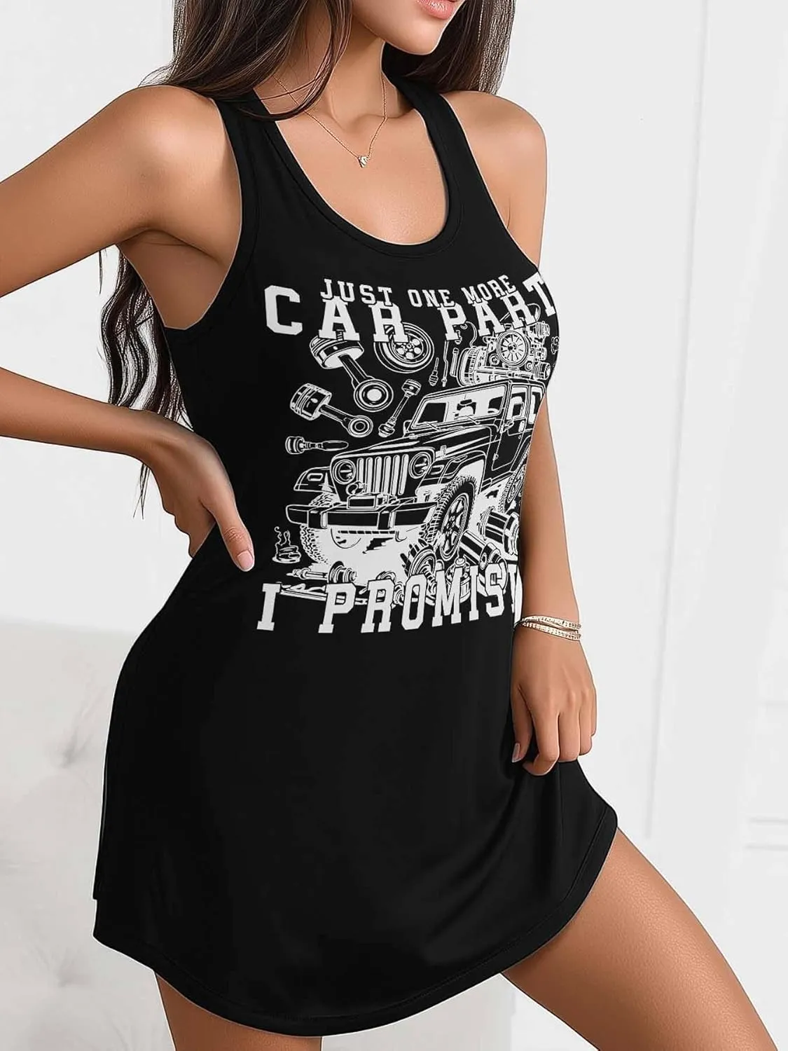 Libaoge Nightgowns for Women Just One More Car Part I Promise Sleeveless Sleepwear Women's Nightgowns & Sleepshirts S-4XL