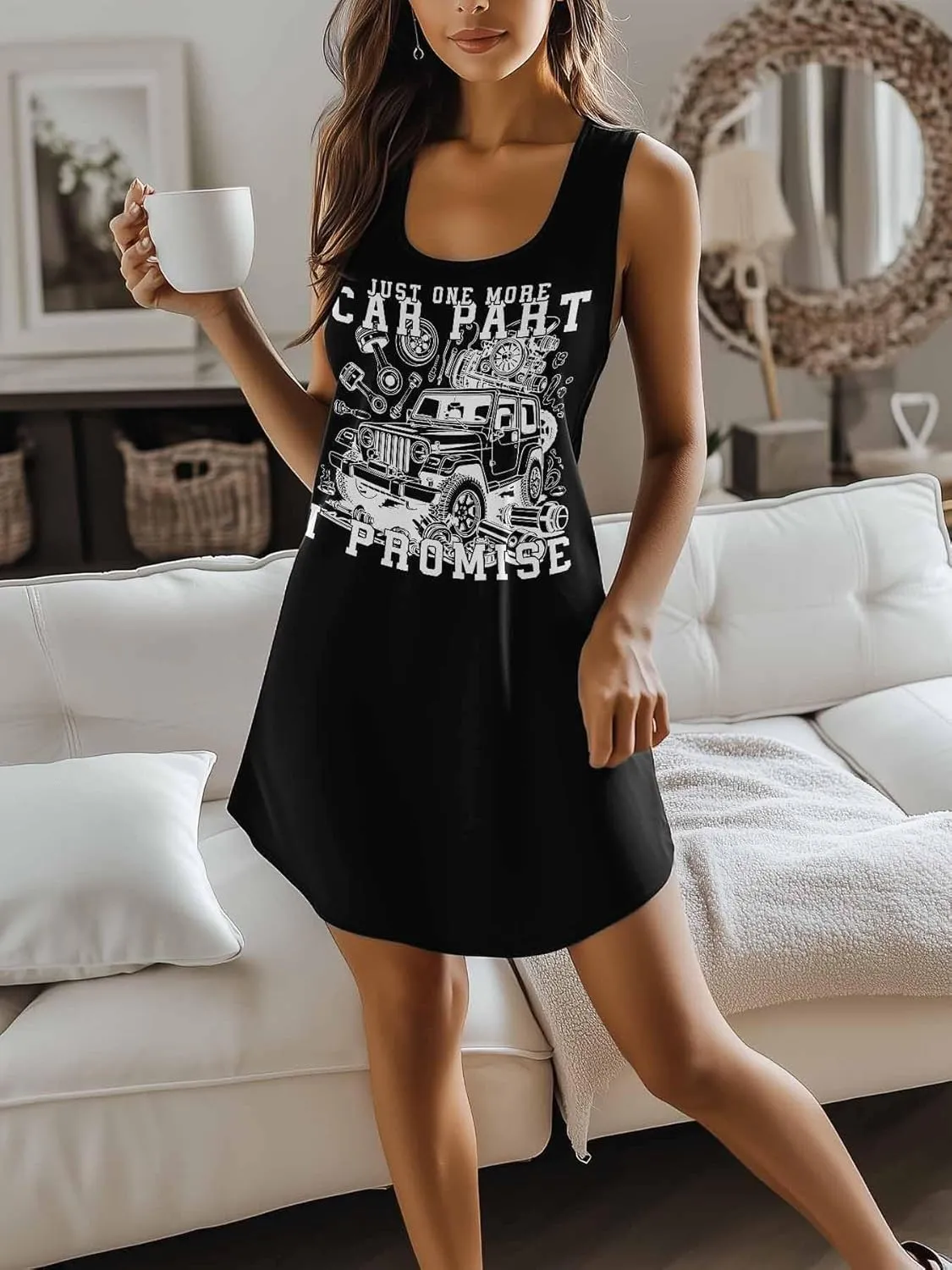 Libaoge Nightgowns for Women Just One More Car Part I Promise Sleeveless Sleepwear Women's Nightgowns & Sleepshirts S-4XL